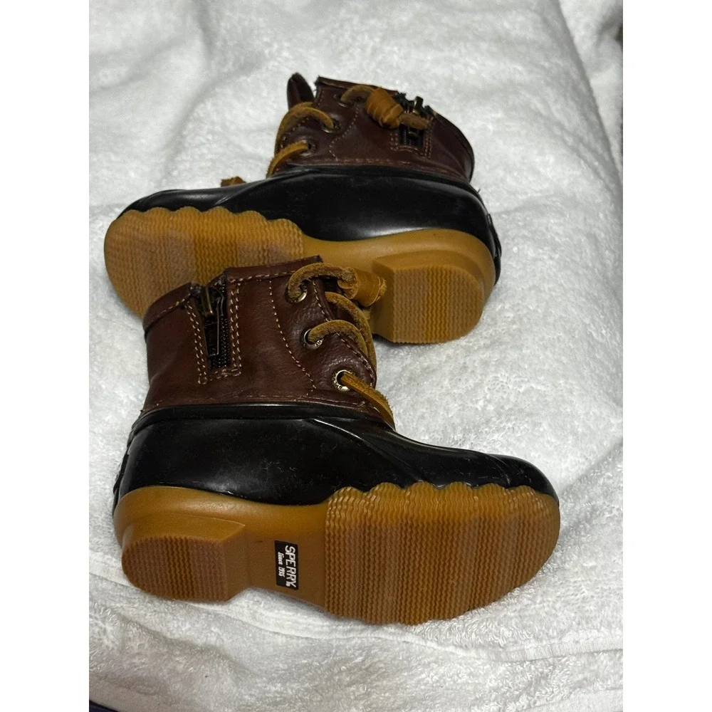 Sperry Saltwater Duck Boots Toddler Size 6M Brown Black Waterproof CG55362A